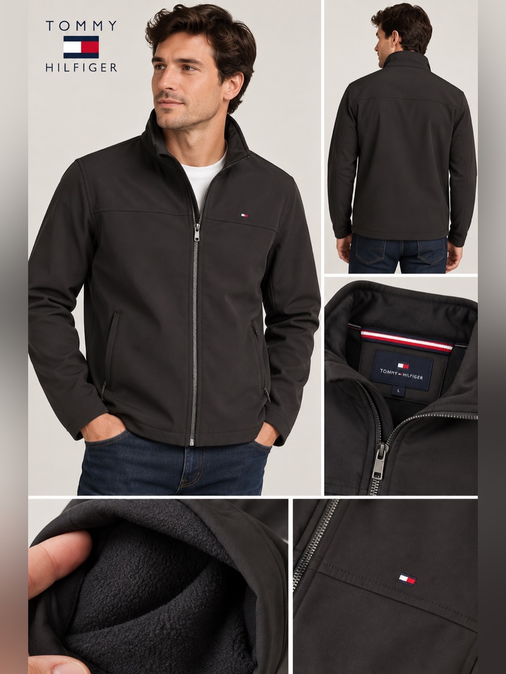 Tommy Hilfiger Men's Dark Brown Lightweight winter  Zip Jacket XXL